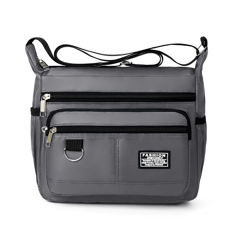 Grey Men's Waterproof Oxford Cloth Crossbody Bag - Durable Anti-Theft Shoulder