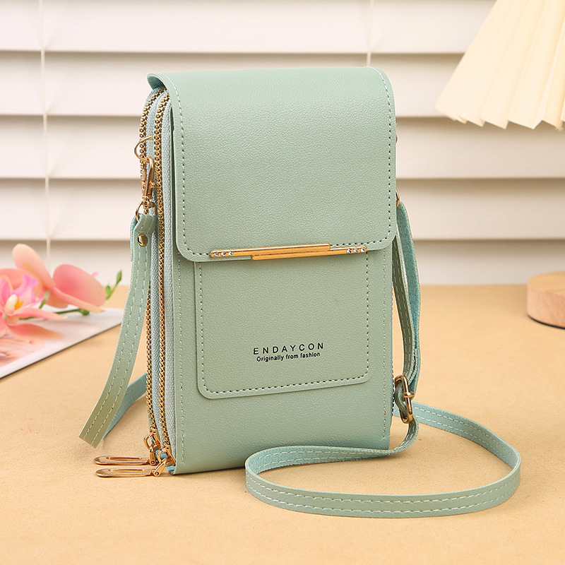 Green Women's Cute Mini PU Leather Crossbody Phone Bag (19x12x4cm) - Touch