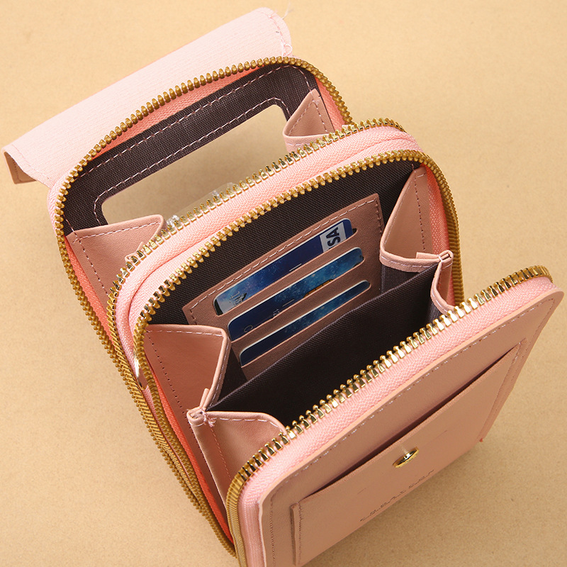 Green Women's Cute Mini PU Leather Crossbody Phone Bag (19x12x4cm) - Touch view 4