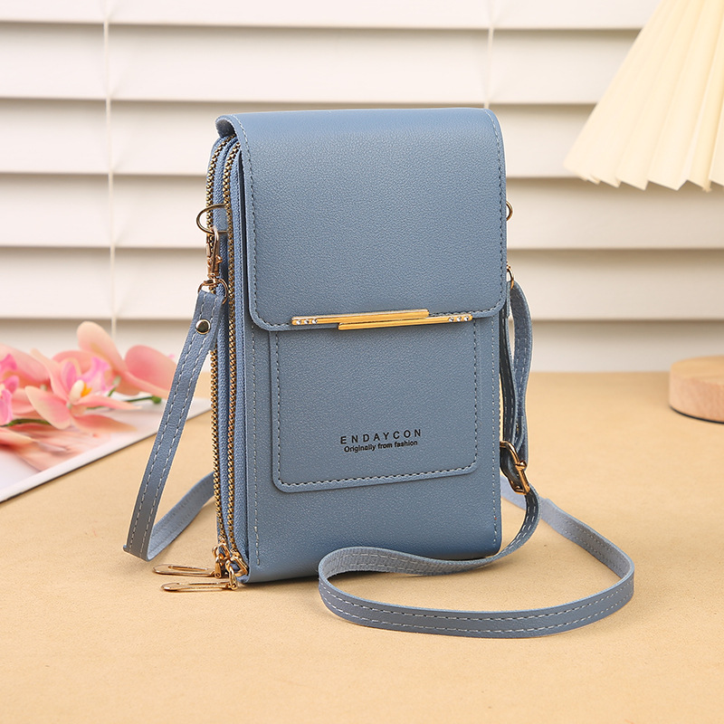 Blue Women's Cute Mini PU Leather Crossbody Phone Bag (19x12x4cm) - Touch