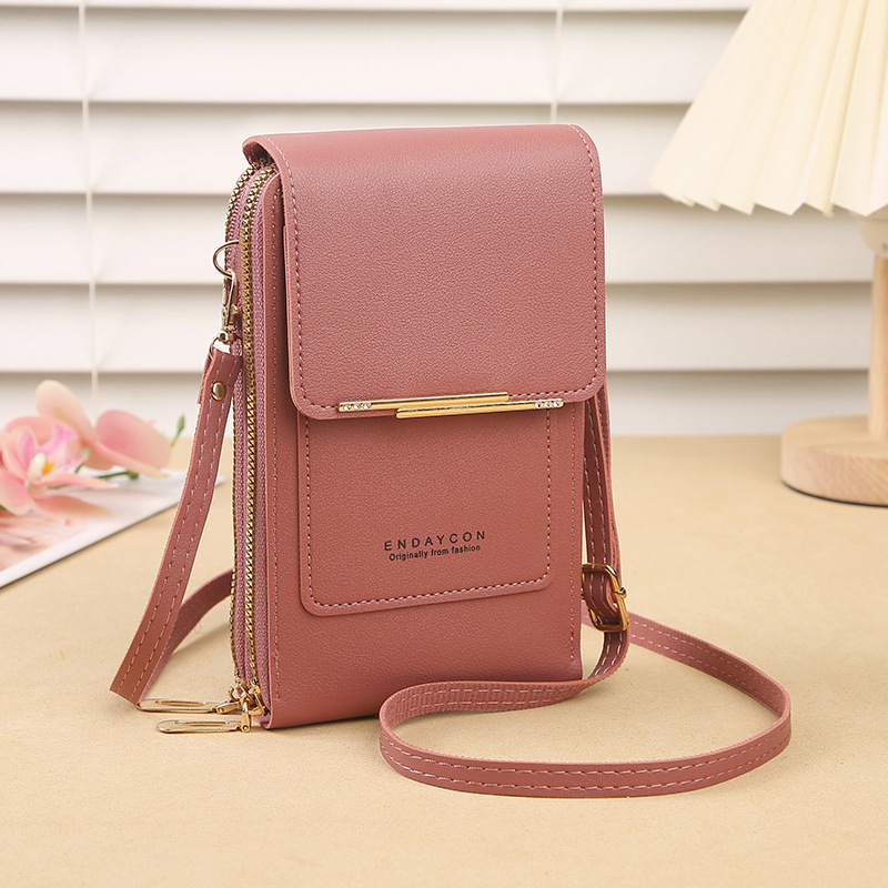 Dark Pink Women's Cute Mini PU Leather Crossbody Phone Bag (19x12x4cm) - Touch