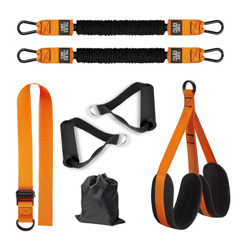 Orange (150lb)Heavy Duty Pull-Up Assist Strap System With Foam Handles