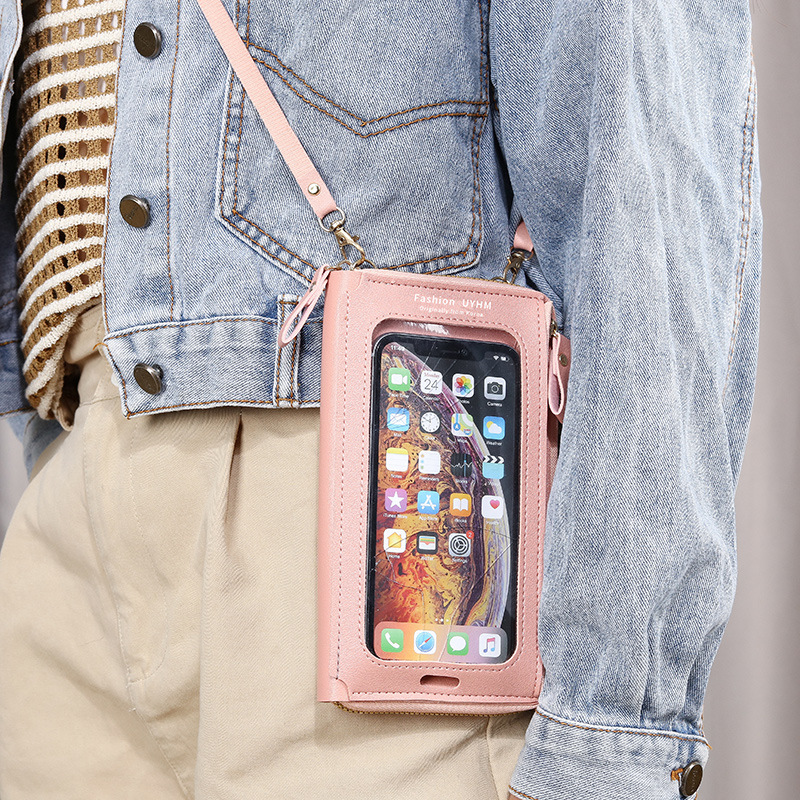 Two-Piece Pink Set Anti-Theft Touch Screen Mini Crossbody Phone Bag for Women view 3