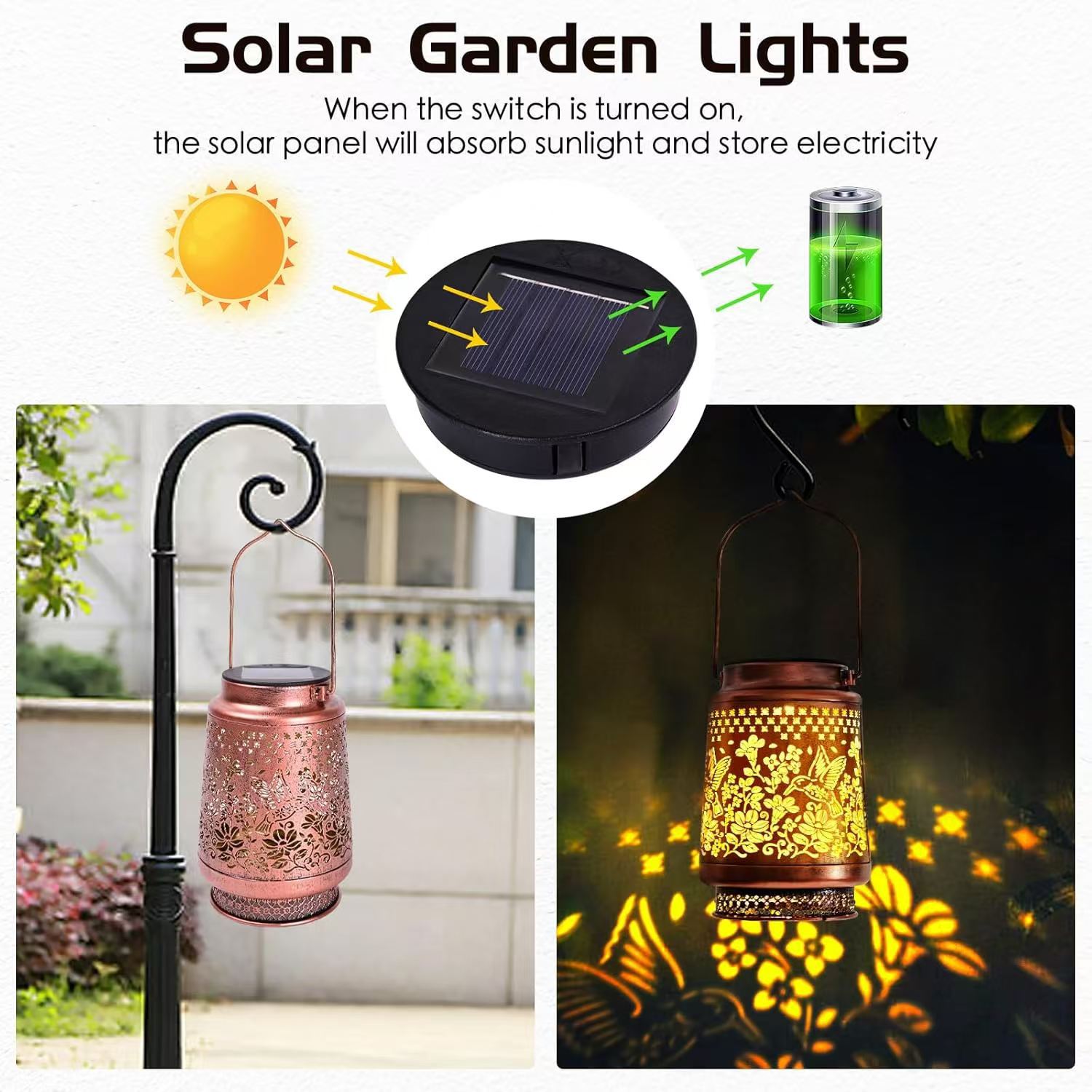 Decorative Solar Butterfly Hanging Lantern(11x11x17CM) - Waterproof Metal view 3