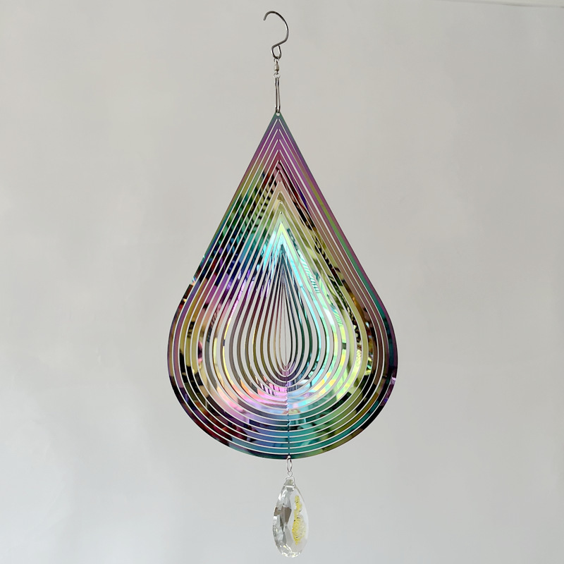 3D Colorful Stainless Steel Rose Water Drop Wind Chime (25x26CM) - Mirror view 2