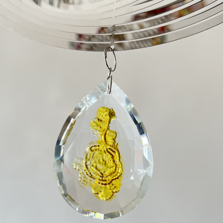 3D Colorful Stainless Steel Rose Water Drop Wind Chime (25x26CM) - Mirror view 3