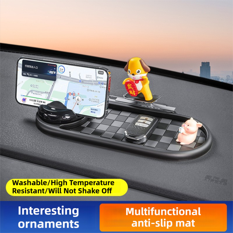 3-in-1 Cute duck Car Dashboard PVC Anti-Slip Mat - 360° Phone Holder & view 2