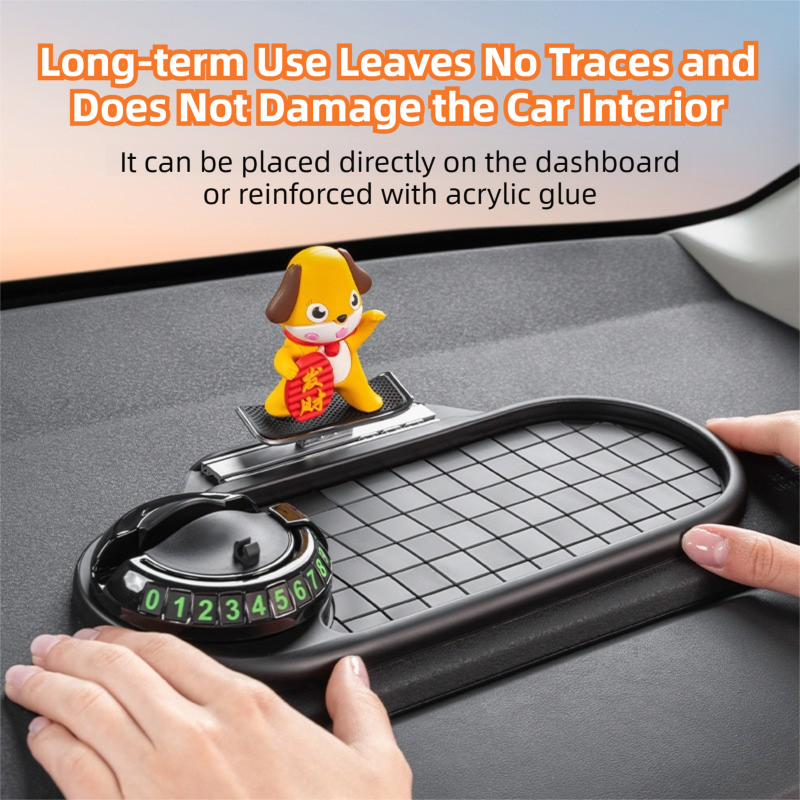 3-in-1 Cute duck Car Dashboard PVC Anti-Slip Mat - 360° Phone Holder & view 3