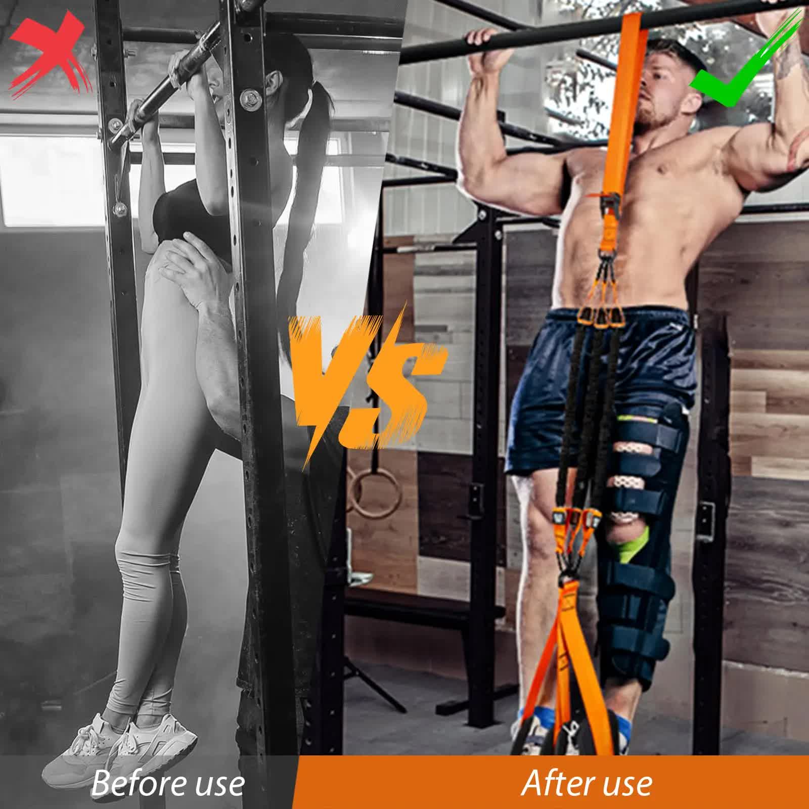 Black (225lb)Heavy Duty Pull-Up Assist Strap System With Foam Handles view 4