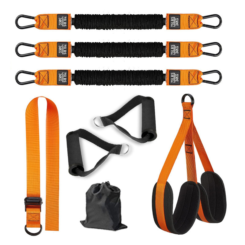Orange (225lb)Heavy Duty Pull-Up Assist Strap System With Foam Handles