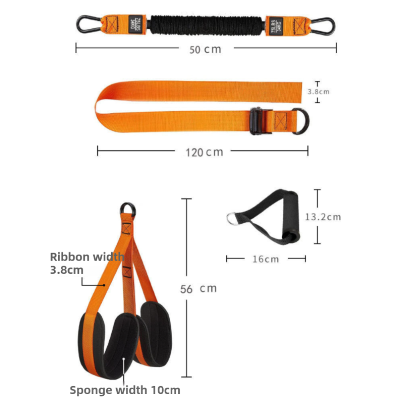 Orange (225lb)Heavy Duty Pull-Up Assist Strap System With Foam Handles view 2