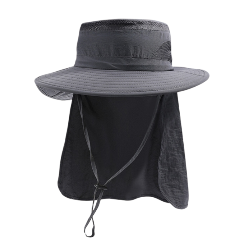 2-Pack Dark Grey Men's Adjustable Sun Protection Hat - Wide Brim