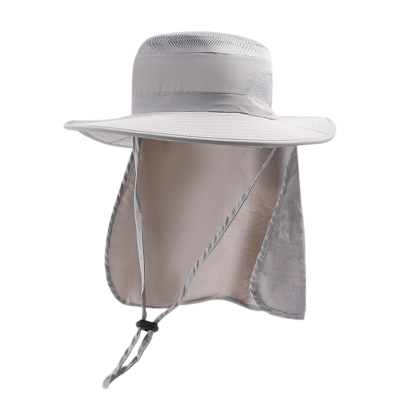 2-Pack Light Grey Men's Adjustable Sun Protection Hat - Wide Brim