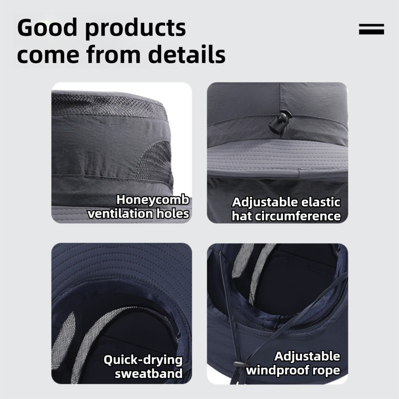 2-Pack Green Men's Adjustable Sun Protection Hat - Wide Brim view 2