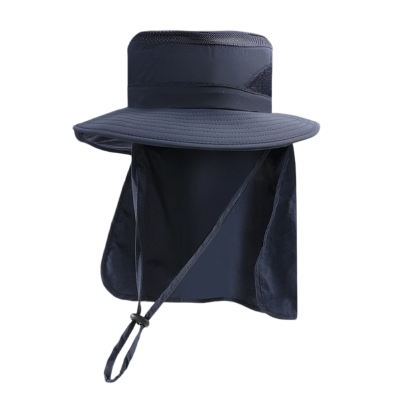 2-Pack Dark Blue Men's Adjustable Sun Protection Hat - Wide Brim