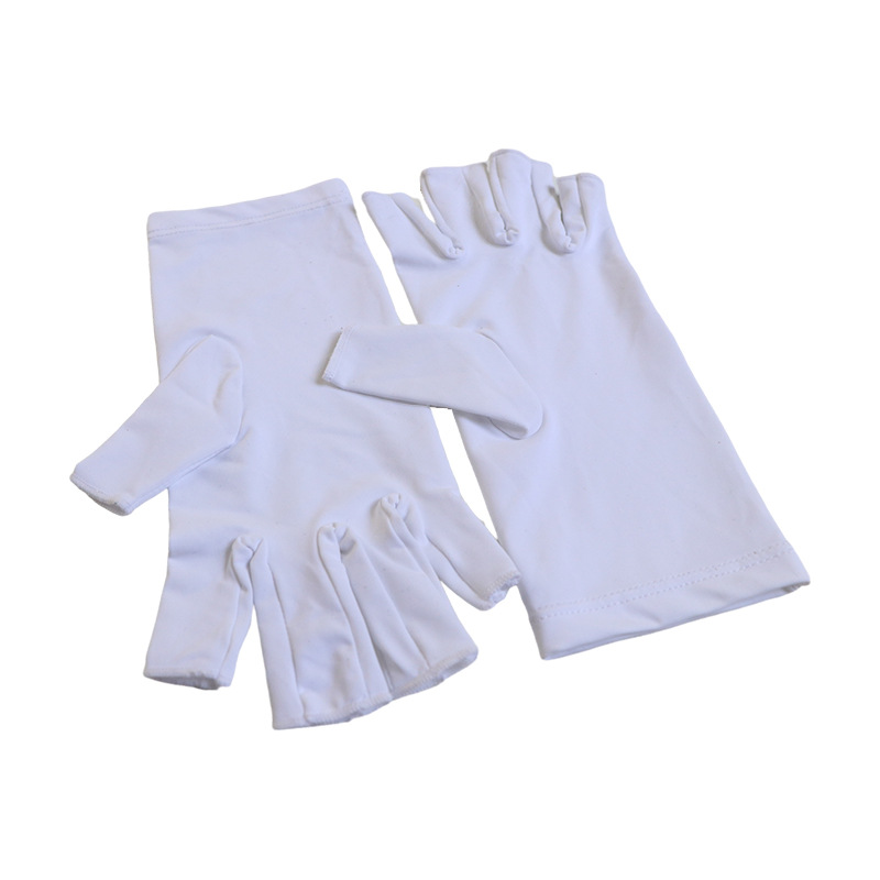 5-Pair White UV Protection Fingerless Gloves for Nail Art Curing and Cycling