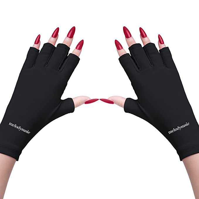 5-Pair White UV Protection Fingerless Gloves for Nail Art Curing and Cycling view 4