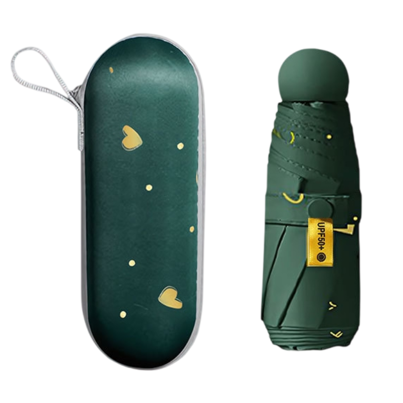 2-Pack Green Ultra-Compact 5-Fold Waterproof All-Weather Umbrella for Women