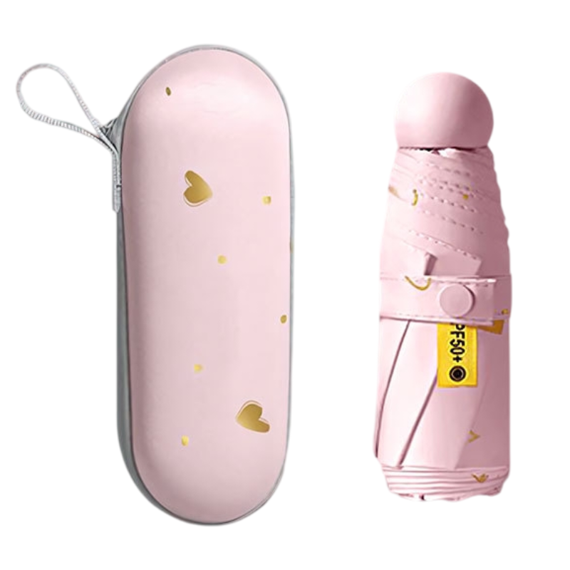 2-Pack Pink Ultra-Compact 5-Fold Waterproof All-Weather Umbrella for Women