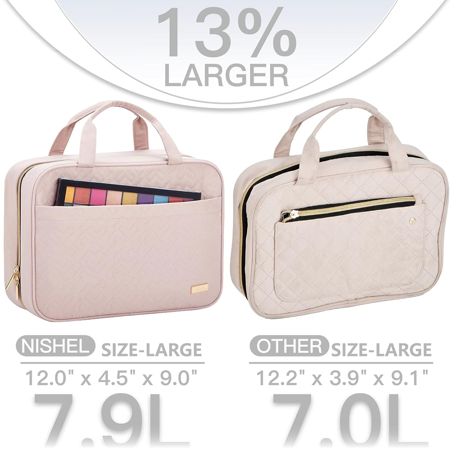 Light Blue Large Capacity Hanging Toiletry Bag for Women(30.5 x 22.5 x 12 cm) view 2