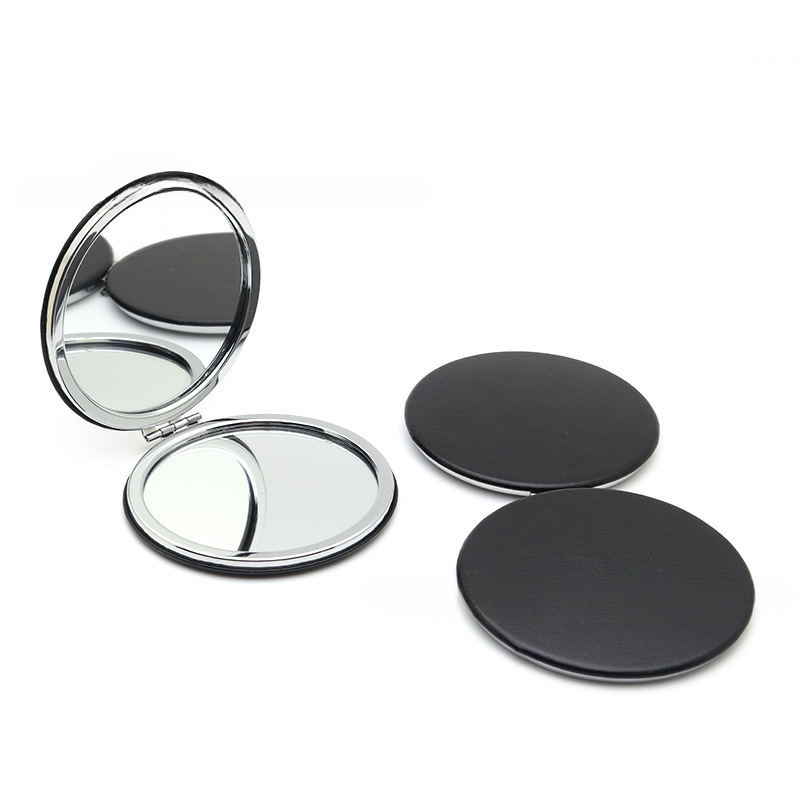 4-Pack Black Jumbo Round Portable Makeup Mirror(8x8CM) - Pocket Cosmetic