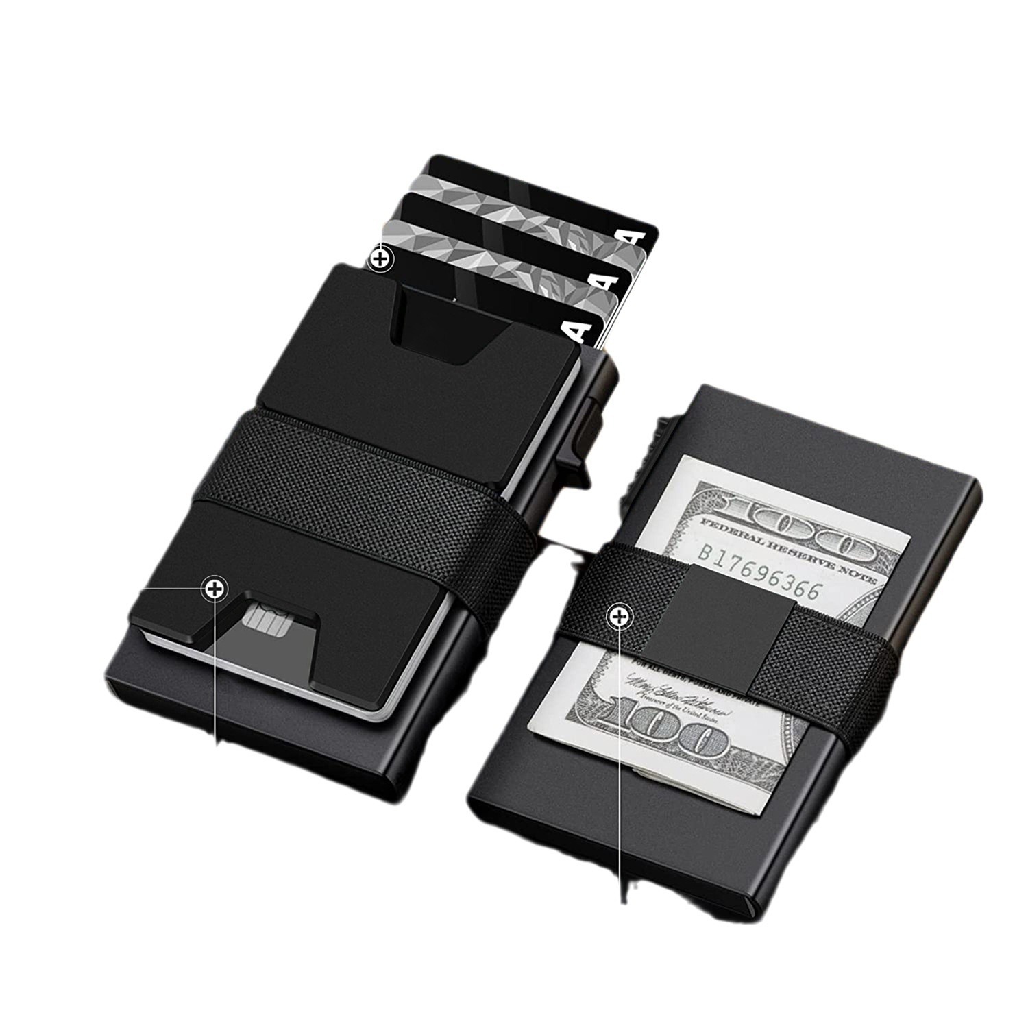 2-Pack Grey Metal Thin Slim Men Women Pop Up Wallet (10.1 x 6.9 x 1.7 cm) view 2