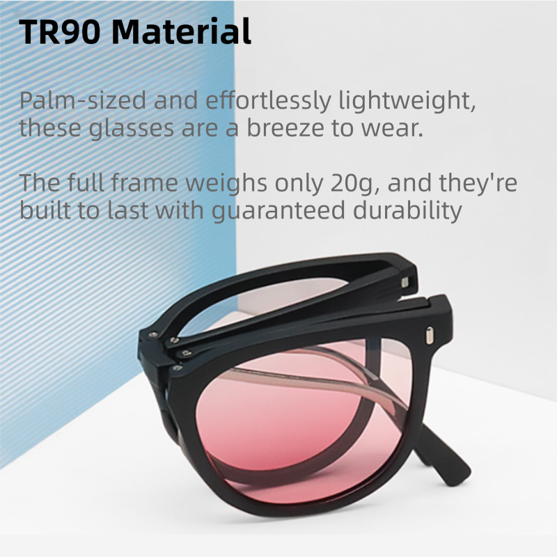 Ultra-Light Foldable TR Sunglasses for Women with Storage Bag - 15° Adjustable view 2