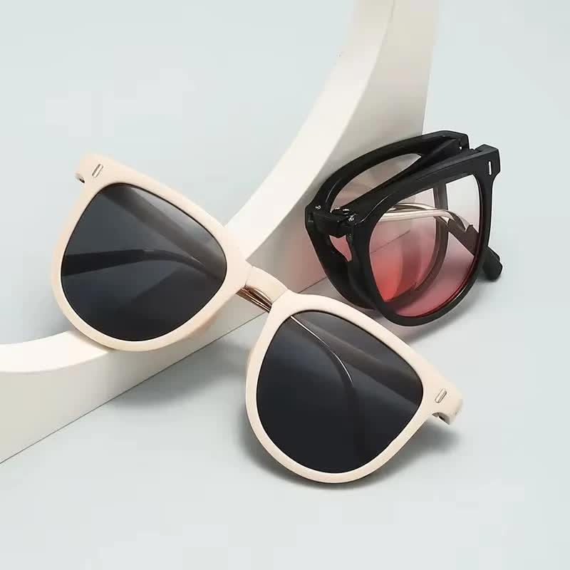 Ultra-Light Foldable TR Sunglasses for Women with Storage Bag - 15° Adjustable view 5