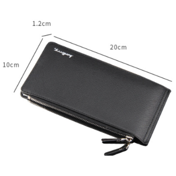 Black Men's Slim Long Bi-Fold Wallet - Multi-Card Holder & Credit Card view 4