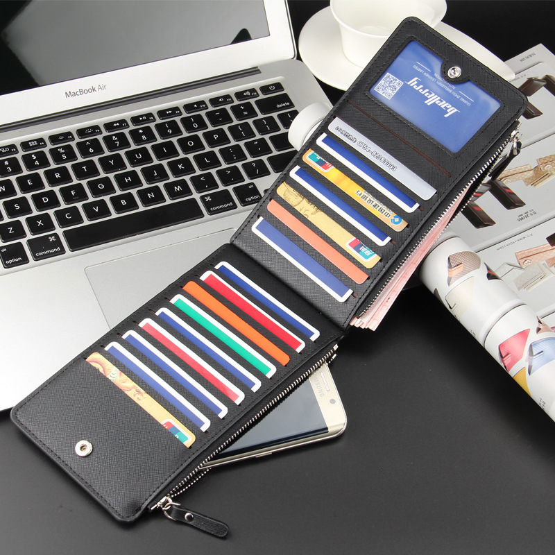 Brown Men's Slim Long Bi-Fold Wallet - Multi-Card Holder & Credit Card view 2