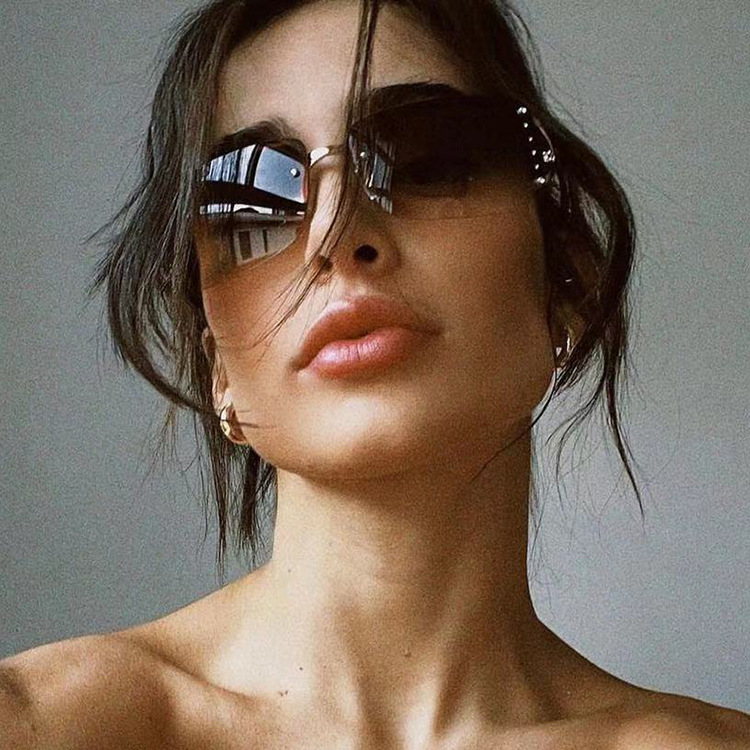 Y2K Rimless Butterfly UV400 Sunglasses for Women(White/Silver Mirror) - Bling view 7