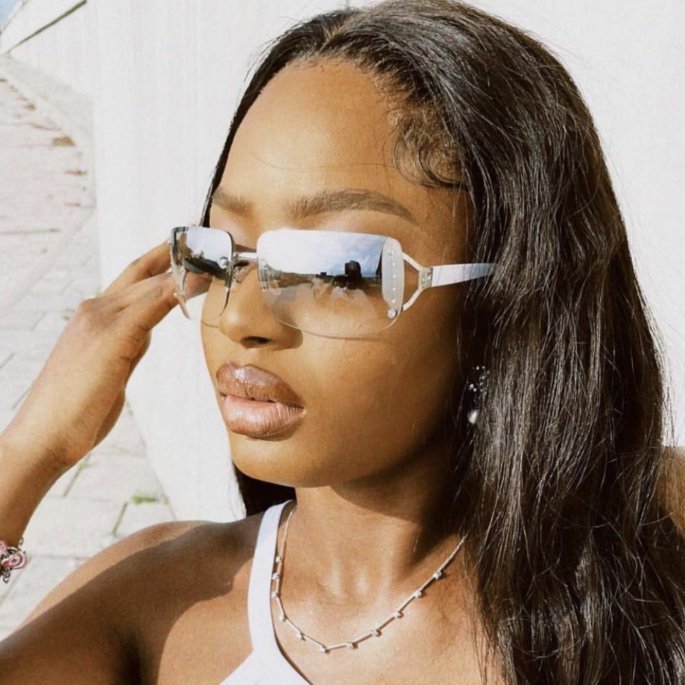 Y2K Rimless Butterfly UV400 Sunglasses for Women(Gold/Brown Gradient) - Bling view 4