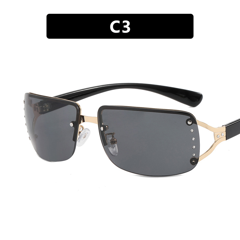 Y2K Rimless Butterfly UV400 Sunglasses for Women(Solid Grey) - Bling