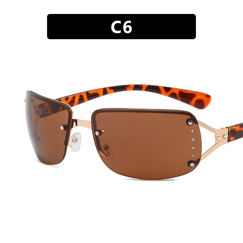 Y2K Rimless Butterfly UV400 Sunglasses for Women(Leopard/Brown) - Bling
