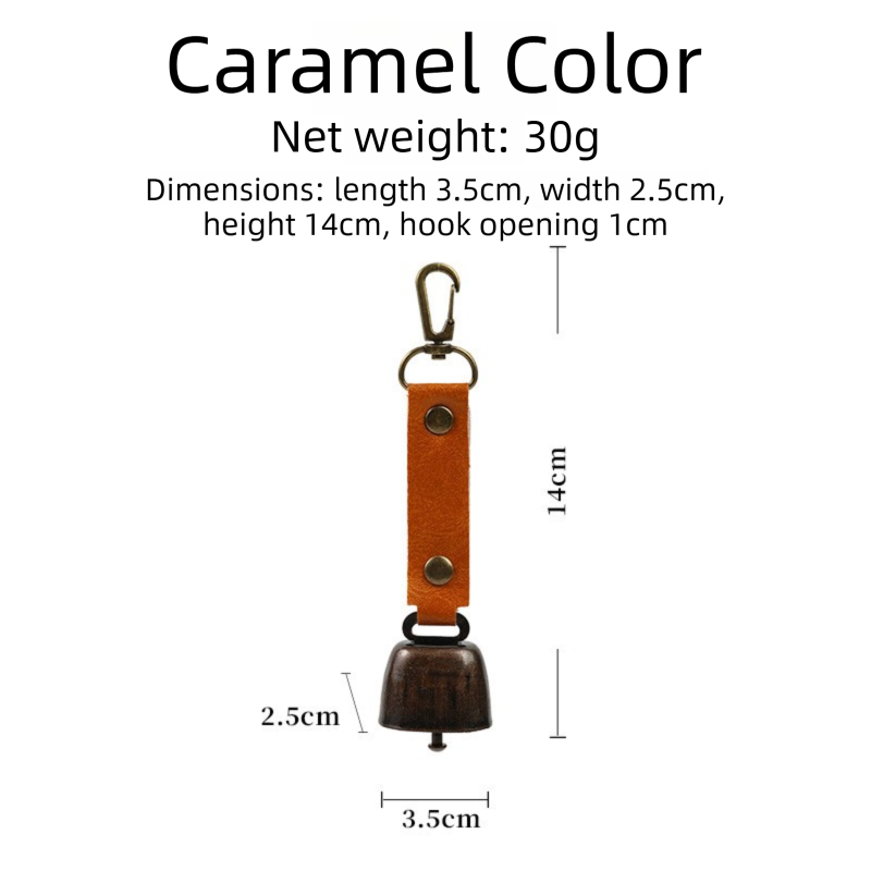 4-Pack Caramel Color Bear Bell & Anti-Lost PU Keyring Accessory(14 x 3.5 x view 2