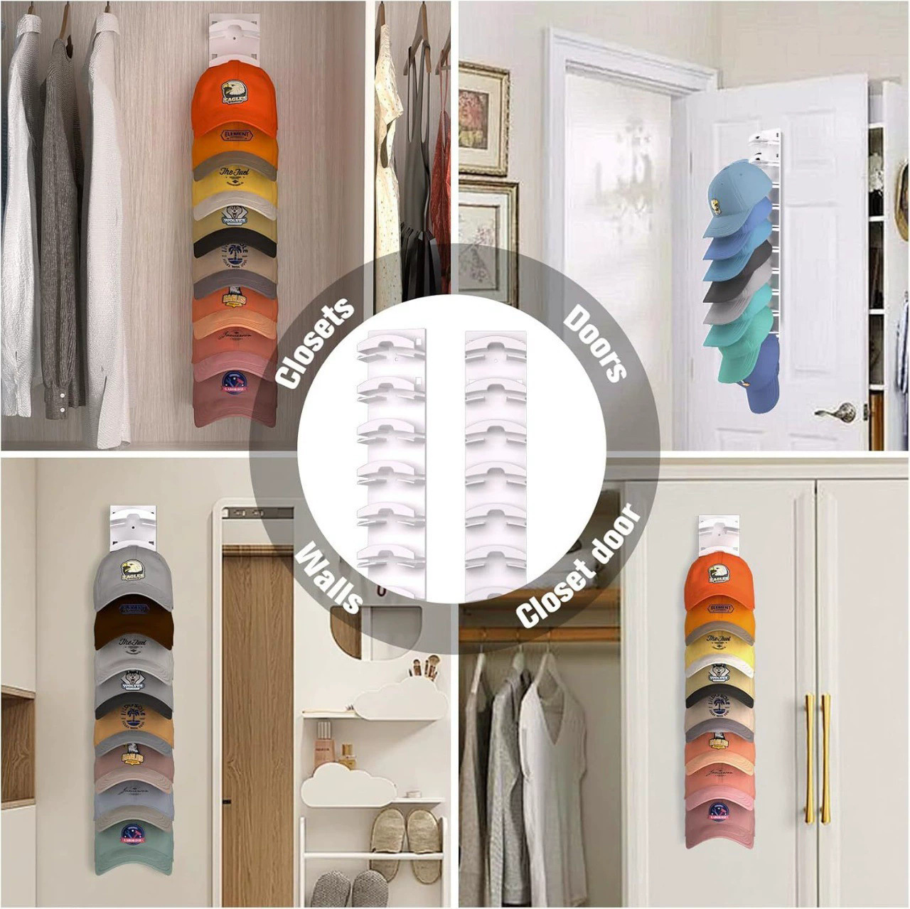 2-Pack 10-Tier Black Wall-Mounted Hat Rack with Installation Accessories view 2