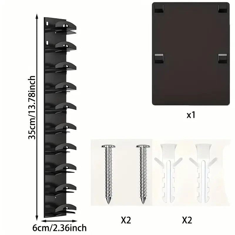 2-Pack 10-Tier Black Wall-Mounted Hat Rack with Installation Accessories view 4