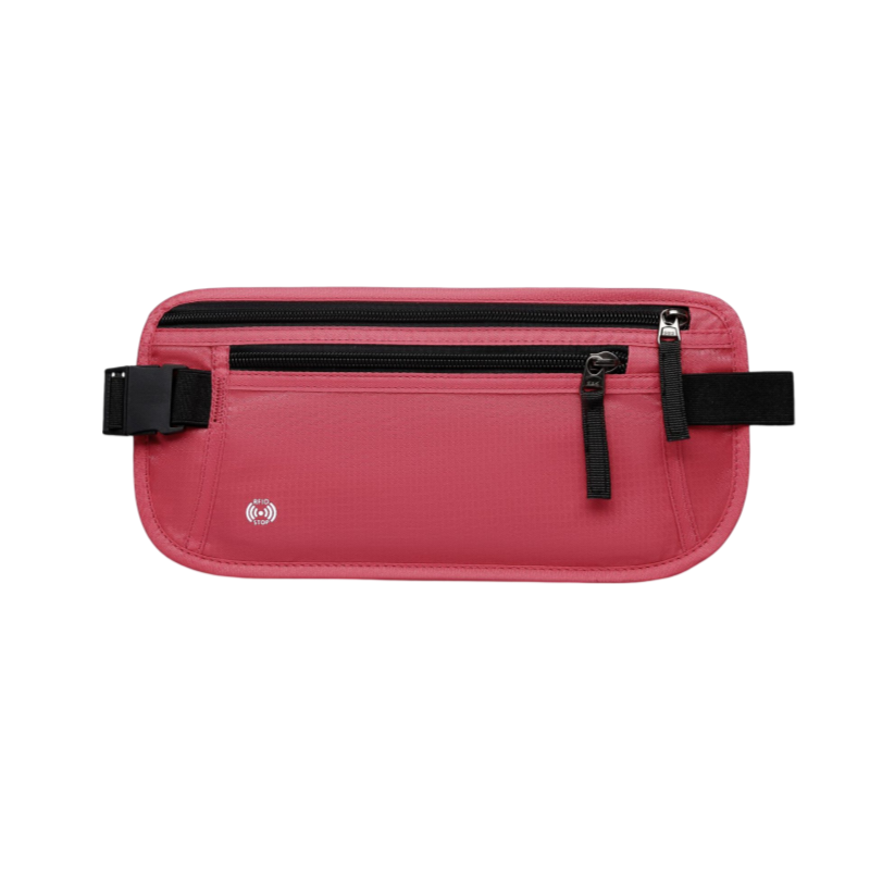 Rose Red RFID Blocking Slim Anti-Theft Fanny Pack for Outdoor Travel - Hidden