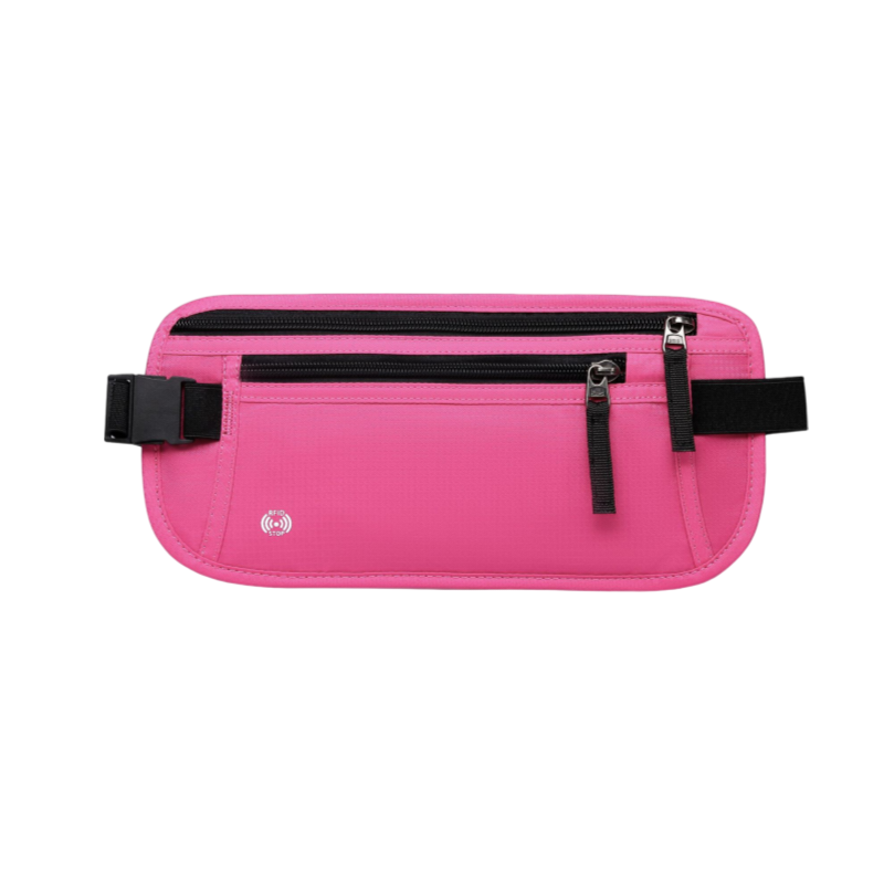 Pink RFID Blocking Slim Anti-Theft Fanny Pack for Outdoor Travel - Hidden