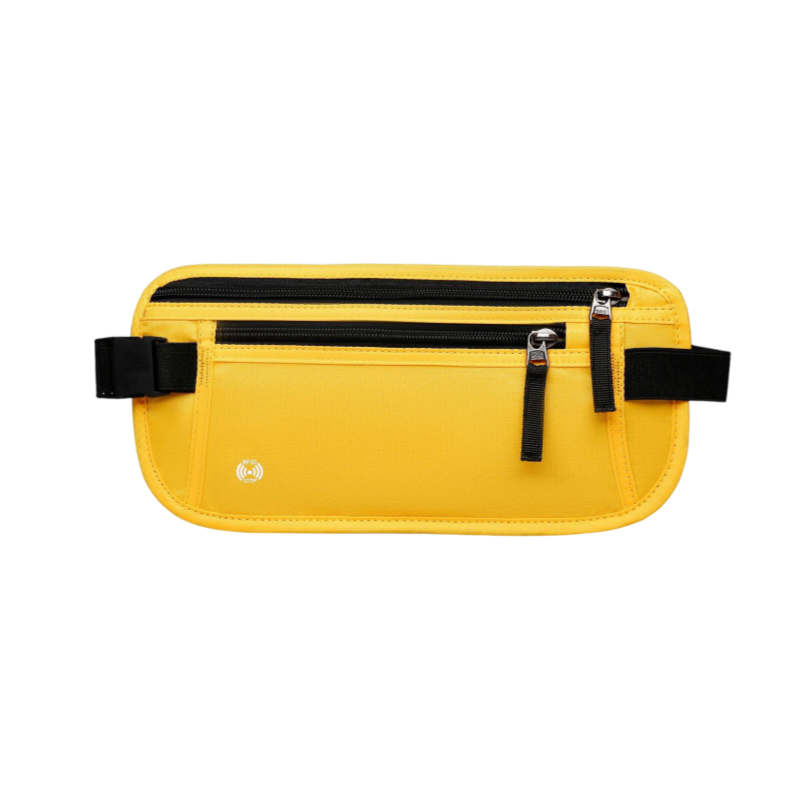 Yellow RFID Blocking Slim Anti-Theft Fanny Pack for Outdoor Travel - Hidden