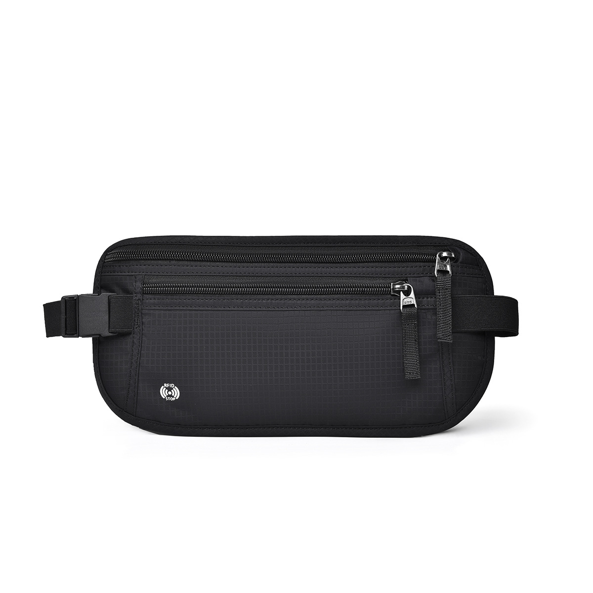 Black RFID Blocking Slim Anti-Theft Fanny Pack for Outdoor Travel - Hidden