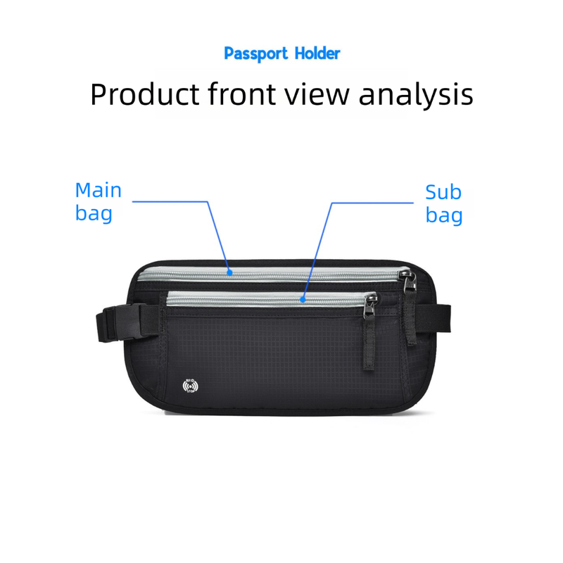 Black RFID Blocking Slim Anti-Theft Fanny Pack for Outdoor Travel - Hidden view 4