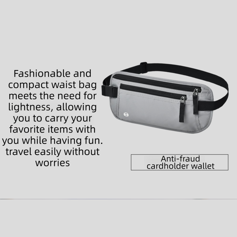 Black RFID Blocking Slim Anti-Theft Fanny Pack for Outdoor Travel - Hidden view 6