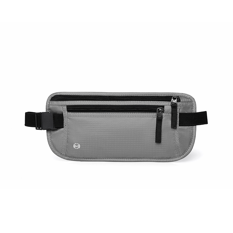 Light Grey RFID Blocking Slim Anti-Theft Fanny Pack for Outdoor Travel