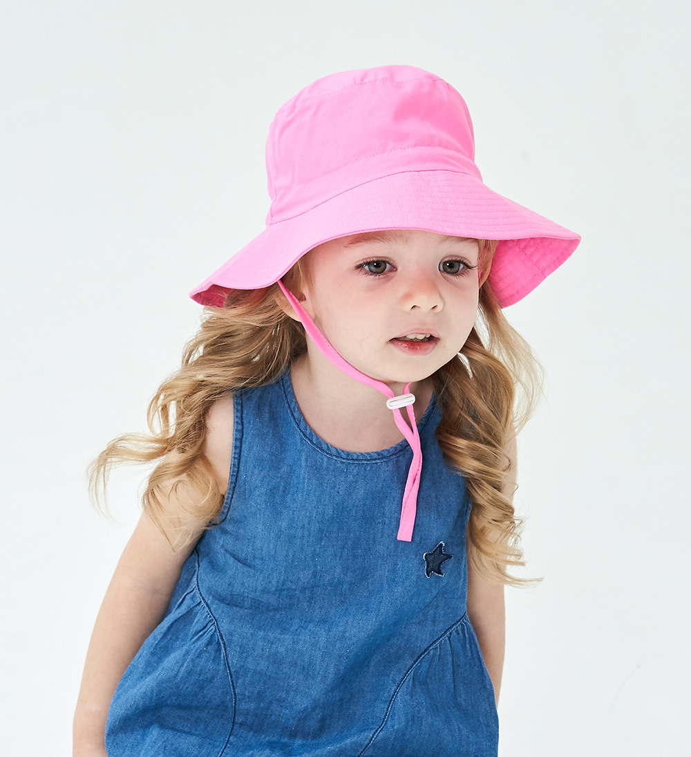 2-Pack Pink Kids Sun Hat and Travel Beach Fisherman Cap(M Size for Head view 3