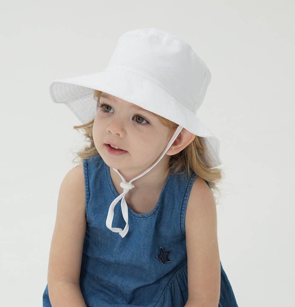 2-Pack White Kids Sun Hat and Travel Beach Fisherman Cap(M Size for Head view 2