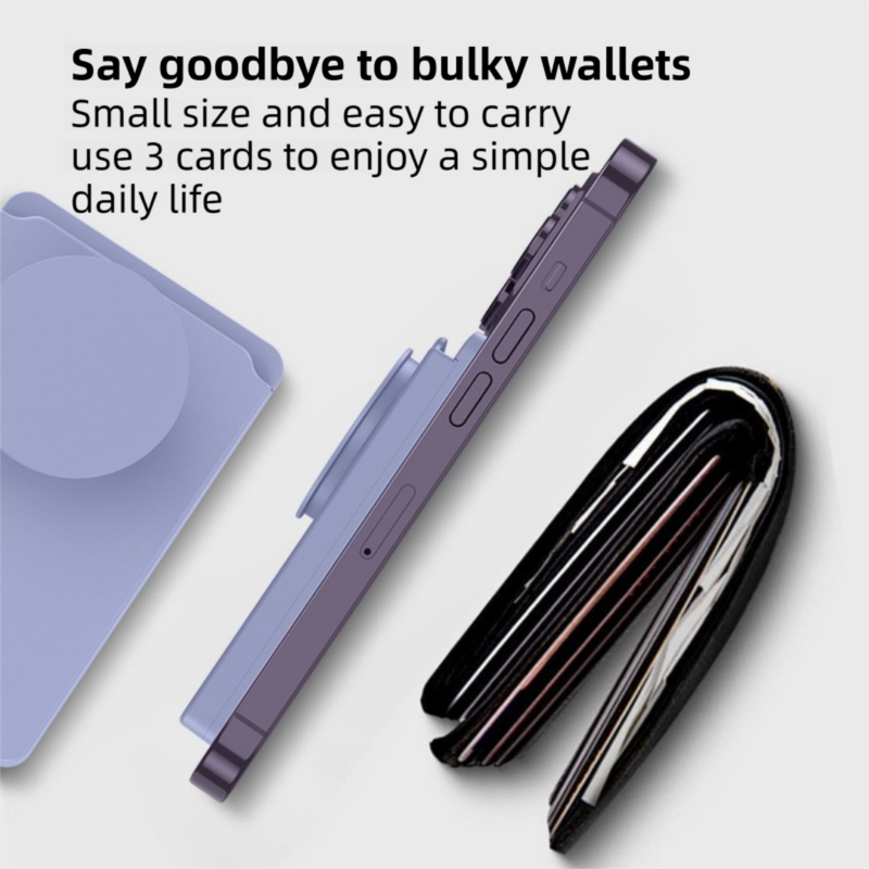 2-Pack 2-in-1 Black Magnetic Card Wallet Integrated Pop Airbag Stand(9.5x6x0.8 view 4