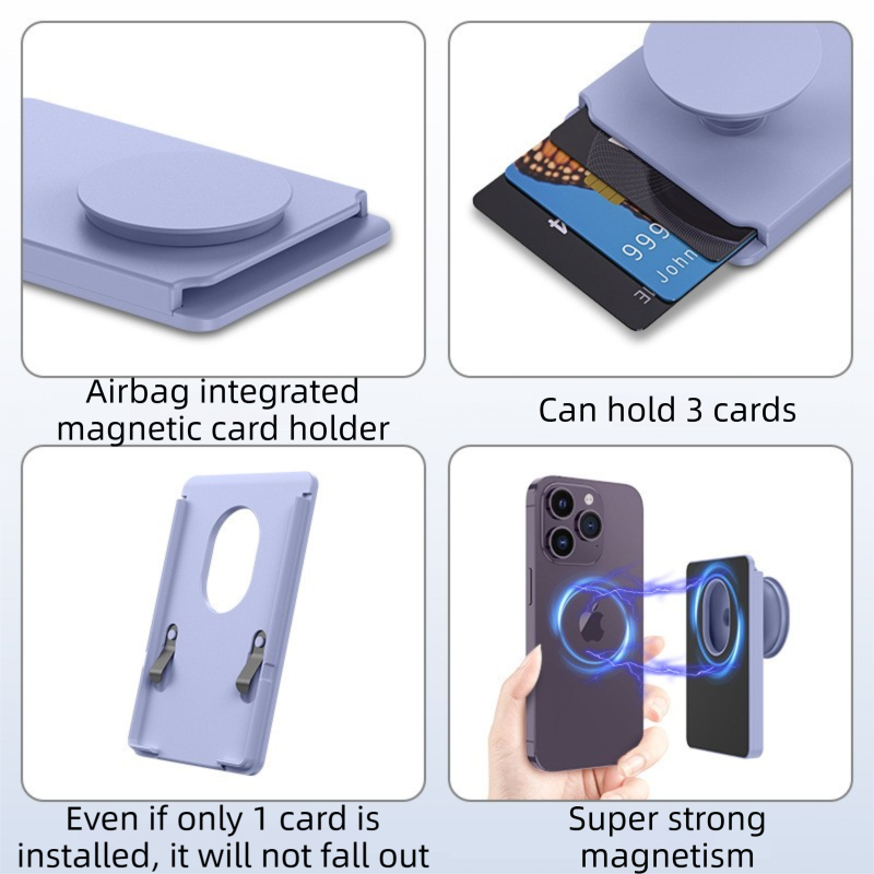2-Pack 2-in-1 Dark Blue Magnetic Card Wallet Integrated Pop Airbag view 3