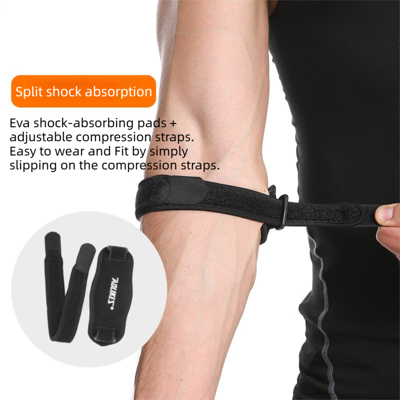 One-Pair Blue Adjustable Compression Elbow Brace with Thick Sponge Padding view 2
