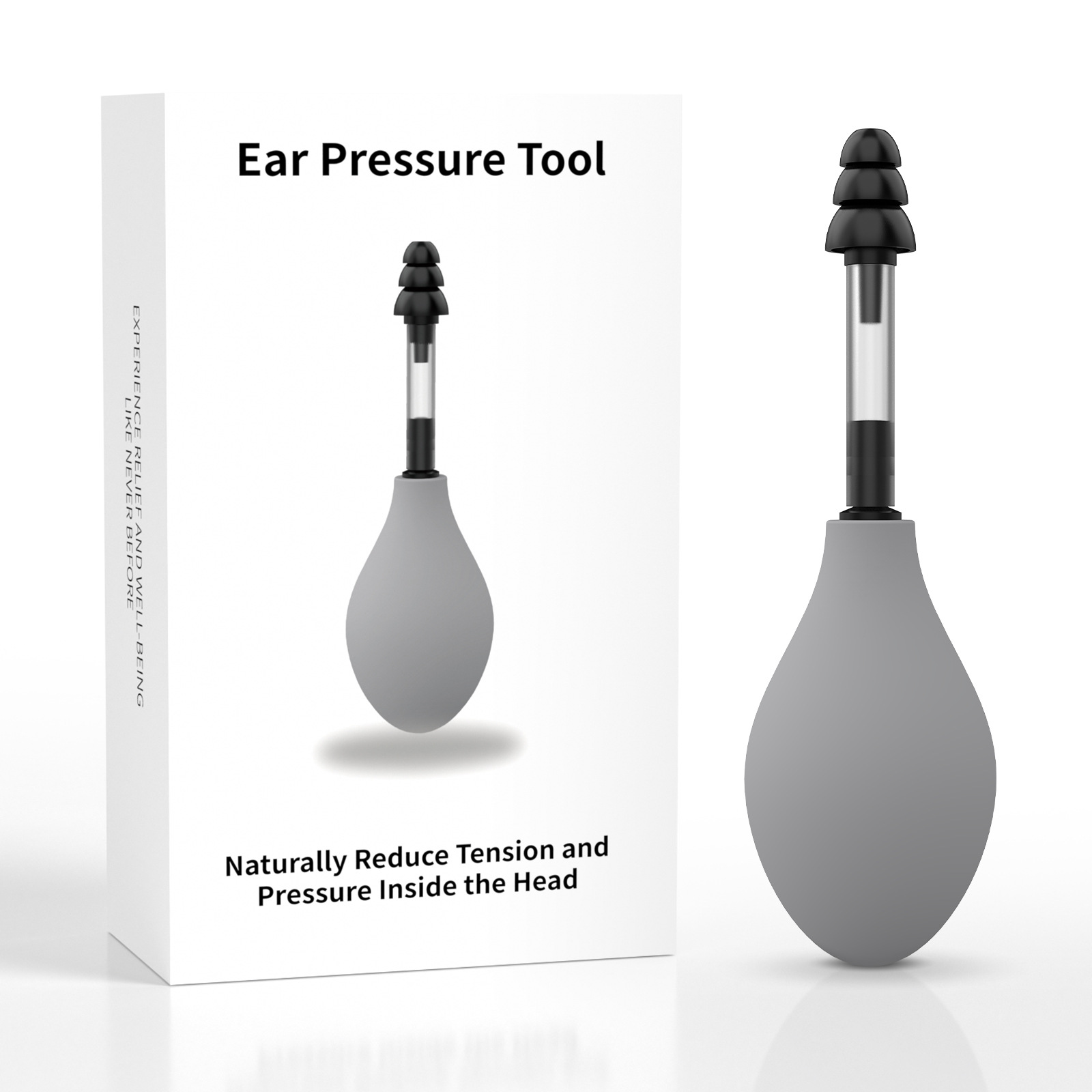 Grey Portable Manual Ear Massager - Natural Relief and Decompression Tool